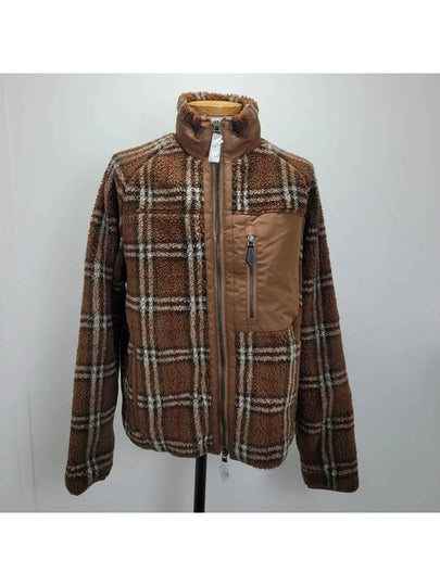 Men's Vintage Check Fleece Zip-Up Jacket Brown - BURBERRY - BALAAN 2