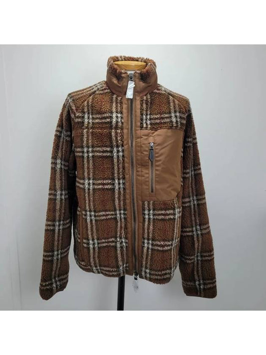 Men's Vintage Check Fleece Zip-Up Jacket Brown - BURBERRY - BALAAN 2