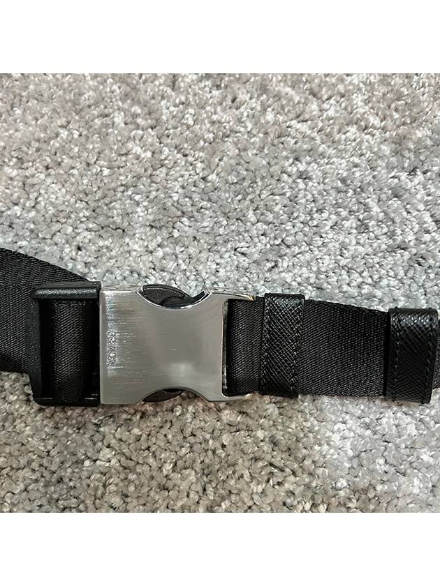 Logo Buckle Woven Nylon Tape Belt Black - PRADA - BALAAN 5