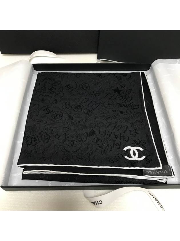 24K Square Silk Scarf CC Logo Black AAA555 - CHANEL - BALAAN 2