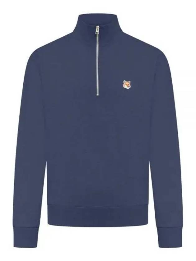 Fox Head Patch Half Zipper Sweatshirt Ink Blue - MAISON KITSUNE - BALAAN 2