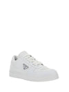 Downtown Triagle Logo Leather Low Top Sneakers White - PRADA - BALAAN 3