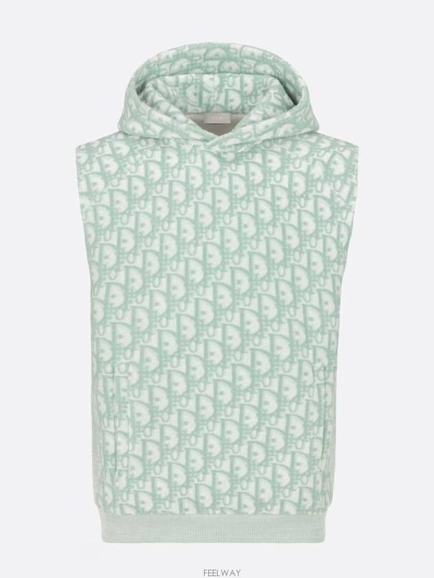 Oblique Motif Terry Fabric Sleeveless Hoodie Green - DIOR - BALAAN 6