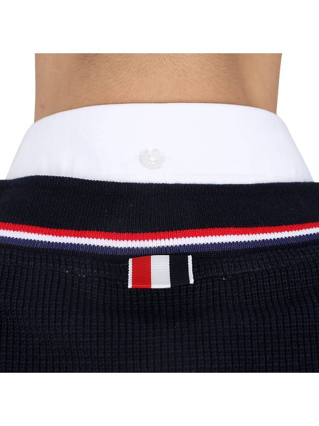 Logo Patch Ribbed Vest Navy - THOM BROWNE - BALAAN 11