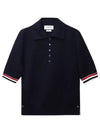 RWB Trimming Milano Stitch Short Sleeve Polo Shirt Navy - THOM BROWNE - BALAAN 2