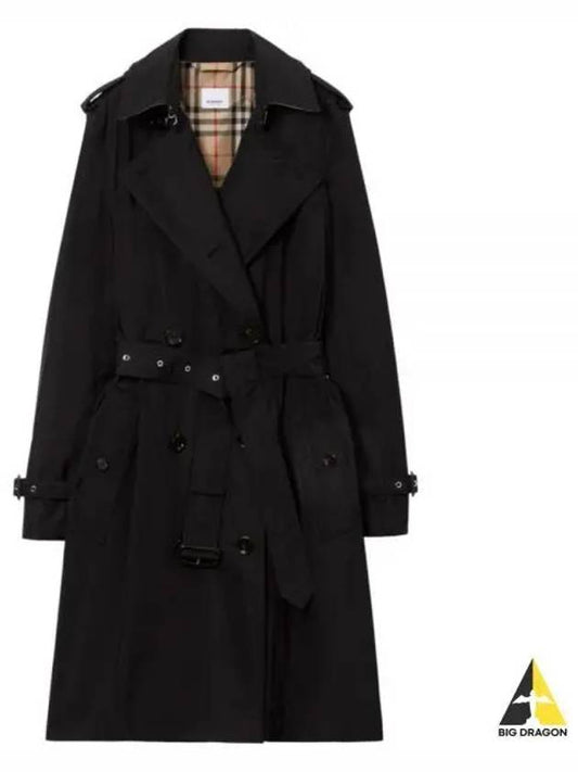 Mid-Length Lightweight Kensington Trench Coat Black - BURBERRY - BALAAN 2