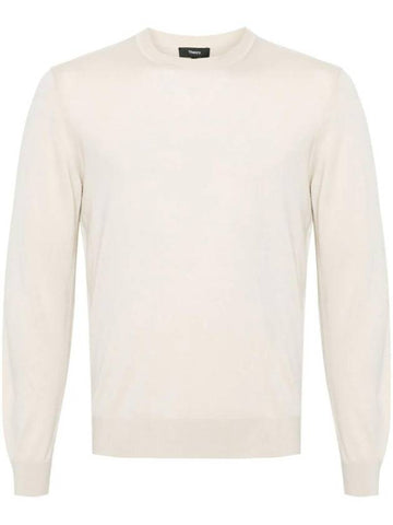 Crew Neck Wool Knit Top Beige - THEORY - BALAAN 1