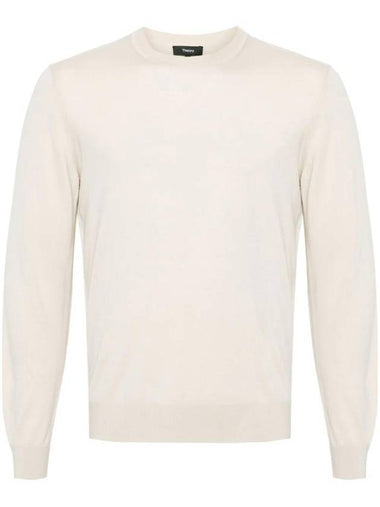 Crew Neck Wool Knit Top Beige - THEORY - BALAAN 1