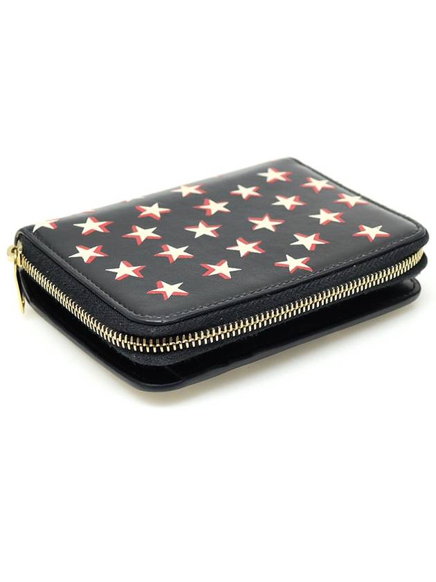 562796 Black leather star printing zipper compact half wallet - SAINT LAURENT - BALAAN 5