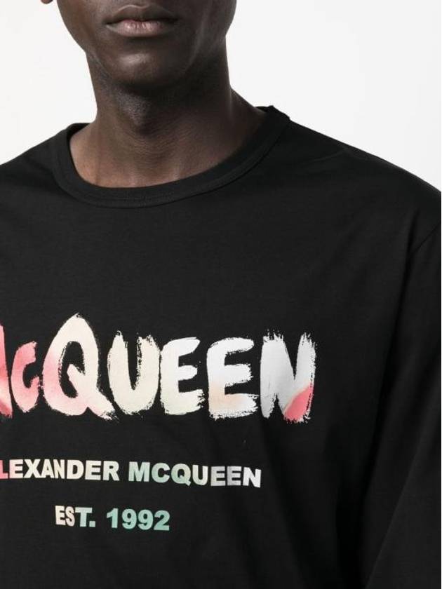 Graffiti Logo Print Crew Neck Sweatshirt Black - ALEXANDER MCQUEEN - BALAAN 3