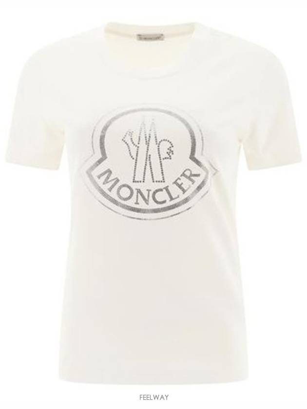 Beads Logo Round Short Sleeve T-Shirt White - MONCLER - BALAAN 2