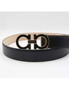 Gancini Metal Logo Leather Belt Black - SALVATORE FERRAGAMO - BALAAN 3