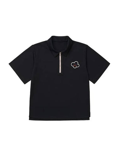 Hello Lala Zip-Up Polo Shirt Black - LALA SMILE - BALAAN 1