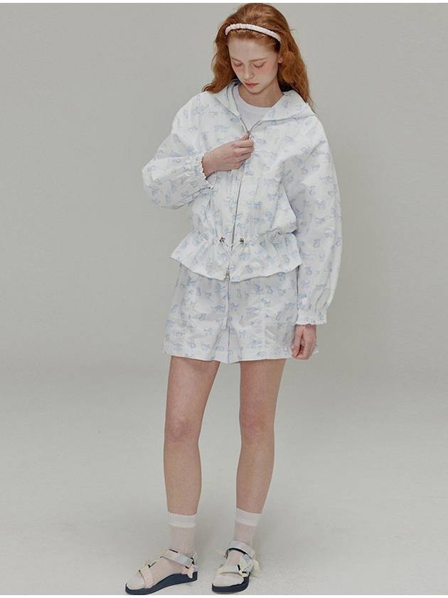Set_Kitten printed nylon hooded jumper Shorts_White - OPENING SUNSHINE - BALAAN 5