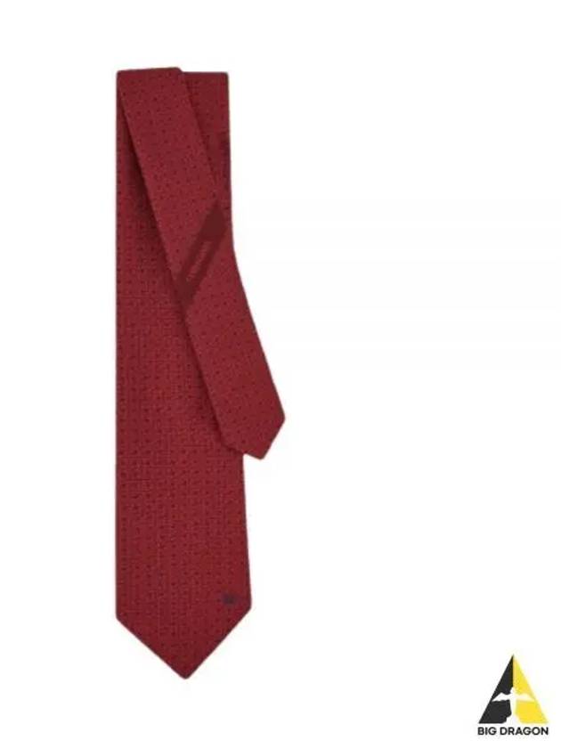 Embroidered Gancini Silk Tie Red - SALVATORE FERRAGAMO - BALAAN 2