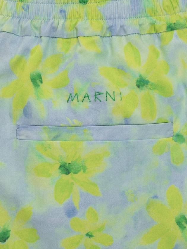 Floral Pattern Cotton Shorts Blue Green - MARNI - BALAAN 5