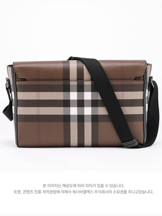 Check Print Leather Messenger Bag Dark Birch Brown - BURBERRY - BALAAN 3