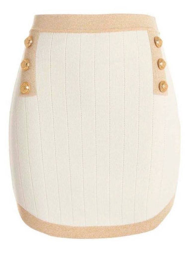 gold button detail knit H-line skirt white - BALMAIN - BALAAN 1