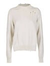 Women's Distress Effect Raglan Slit Knit Top White - MAISON MARGIELA - BALAAN.