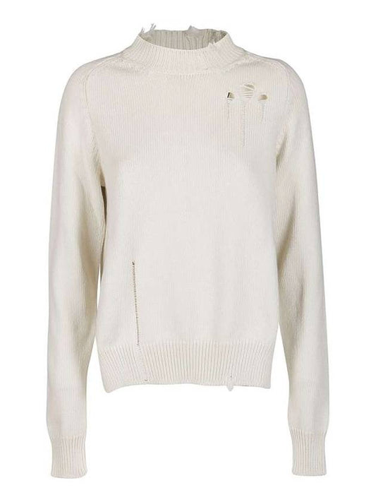 Distress Effect Raglan Slit Knit Top Ivory - MAISON MARGIELA - BALAAN 2