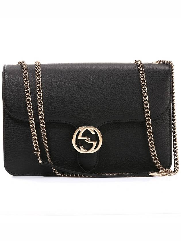 GG Interlocking Chain Medium Shoulder Bag Black - GUCCI - BALAAN 2