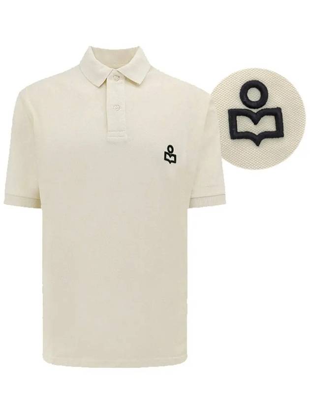 Afko Logo Cotton Polo Shirt Ecru - ISABEL MARANT - BALAAN 3