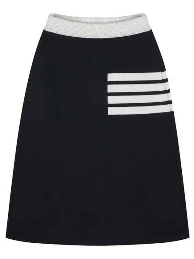 Double Face Merino 4 Bar A Line Skirt Navy - THOM BROWNE - BALAAN 2