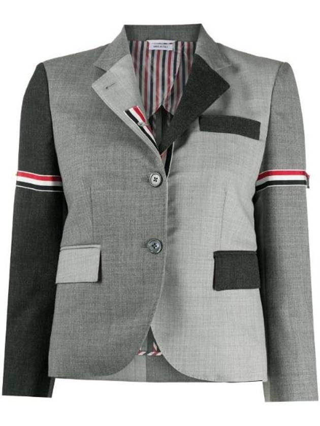 Two Fly Fun Mix Fresco Panel Blazer Jacket Grey - THOM BROWNE - BALAAN 1