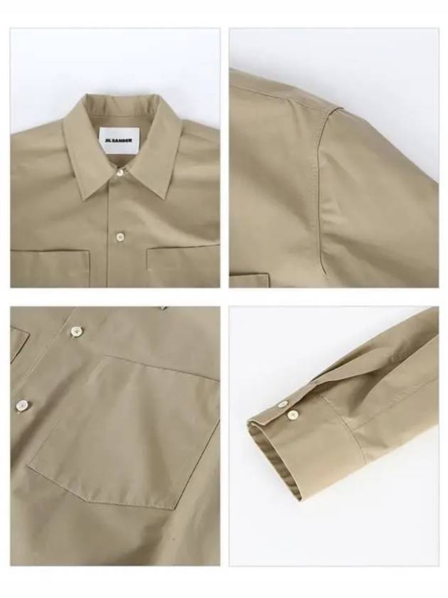 Men's Classic Button Pocket Cotton Long Sleeve Shirt Beige - JIL SANDER - BALAAN 5