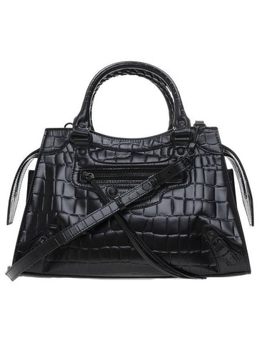 Neo Classic Croco Effect Leather Small Tote Bag Black - BALENCIAGA - BALAAN 1