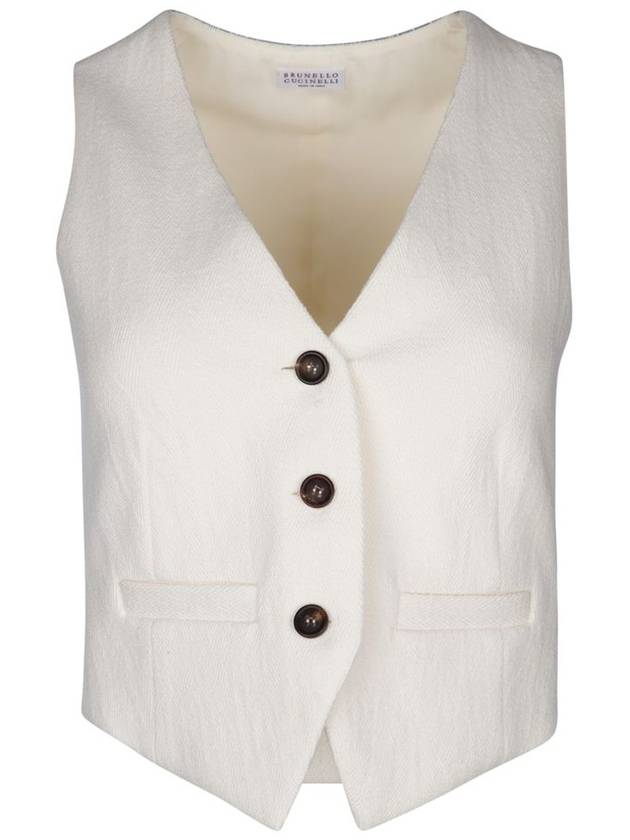 Clothing Waistcoat MH571HU846 C001 WHITE WHITE - BRUNELLO CUCINELLI - BALAAN 2