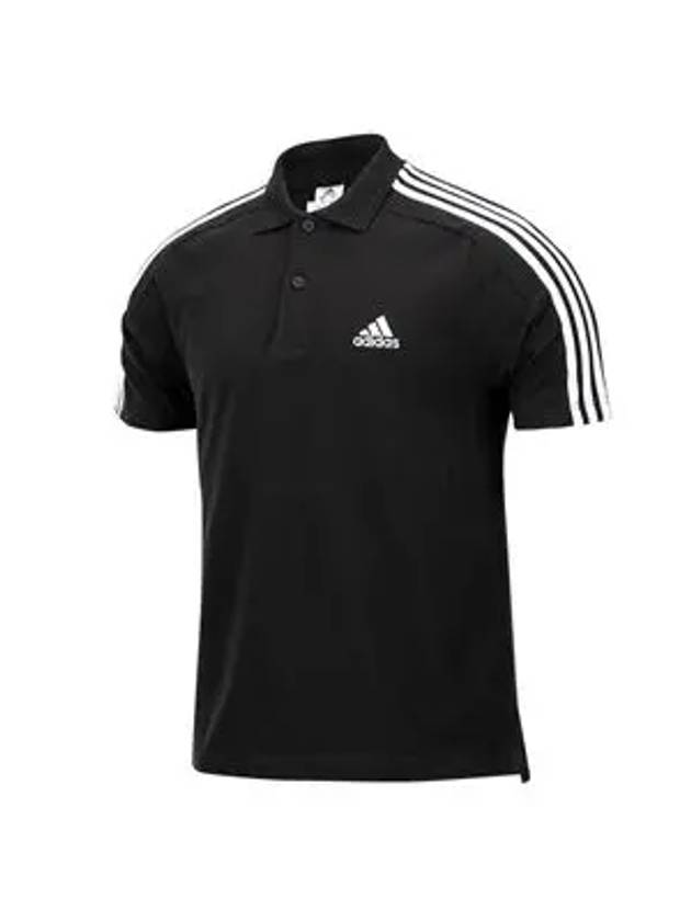 Essentials 3S Embroidered Small Logo Pique Polo Shirt Black - ADIDAS - BALAAN 3