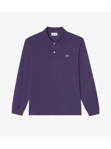 Men s French Regular Fit Long Sleeve Basic Polo Deep Purple - LACOSTE - BALAAN 1