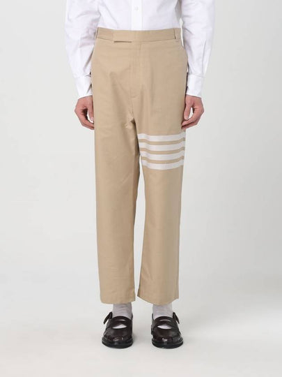 4 Bar Stripe Cotton Straight Pants Beige - THOM BROWNE - BALAAN 2