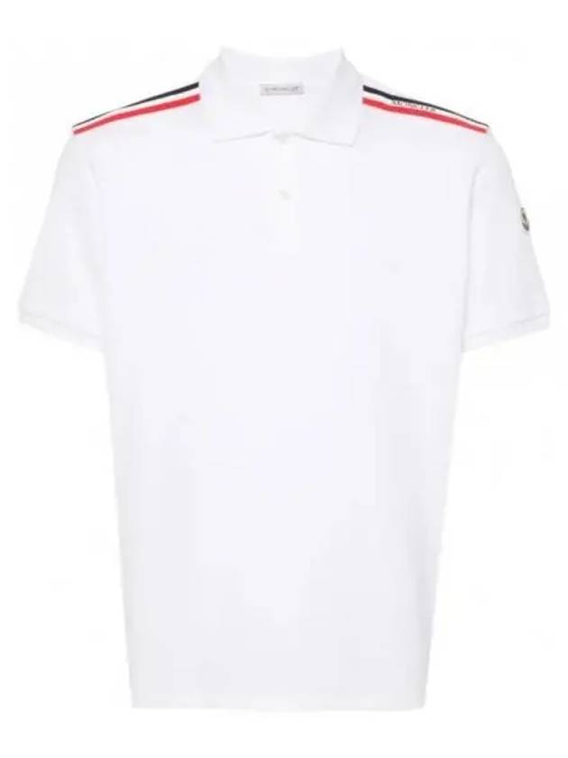 Men's Logo Pique Cotton Short Sleeve Polo Shirt White - MONCLER - BALAAN 2