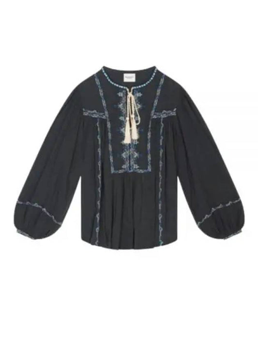 SILEKI A HT0371FA B1J15E 01BK Rekia cotton shirt - ISABEL MARANT - BALAAN 1