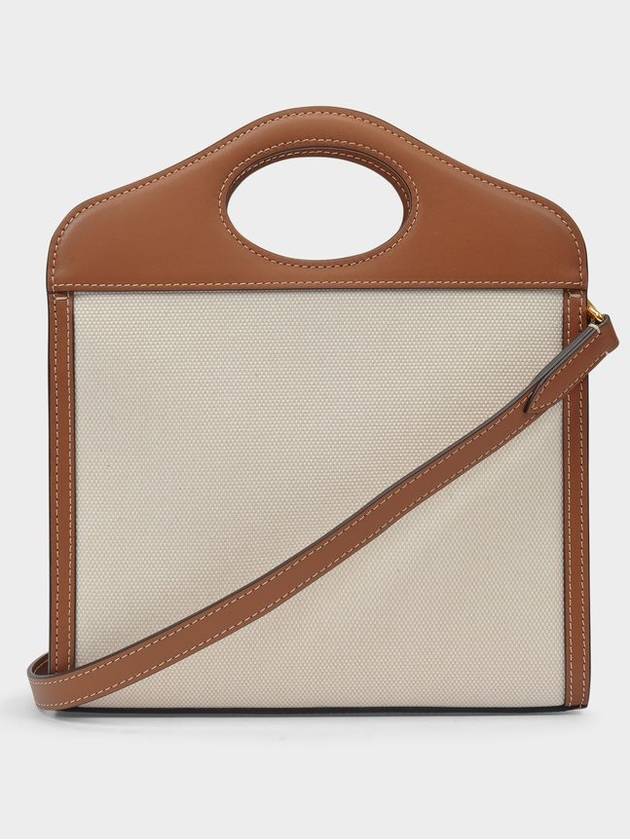 Mini Two-Tone Canvas And Leather Pocket Bag Natural Malt Brown - BURBERRY - BALAAN 4