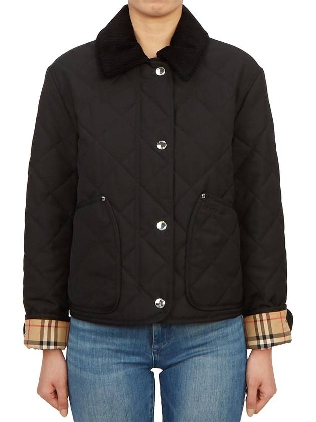 Striped point cropped quilted jacket black - BURBERRY - BALAAN 2