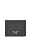 Gancini Compact Half Wallet Black - SALVATORE FERRAGAMO - BALAAN 2