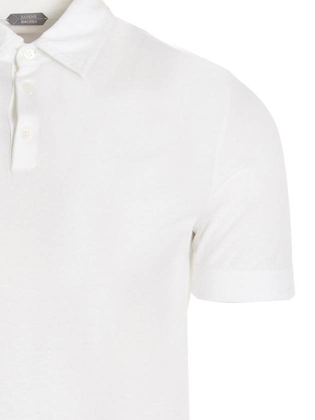 Men's Slim Fit OrGANNIc Ice Cotton Polo Short Sleeve PK Shirt White - ZANONE - BALAAN 4