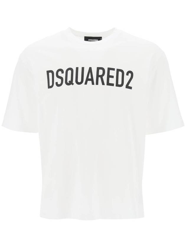 Logo Print Short Sleeve T Shirt White - DSQUARED2 - BALAAN 1