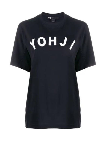 Yohji Logo Round Neck Short Sleeve T-Shirt Black - Y-3 - BALAAN 2