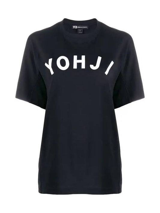 Yohji Logo Round Neck Short Sleeve T-Shirt Black - Y-3 - BALAAN 2