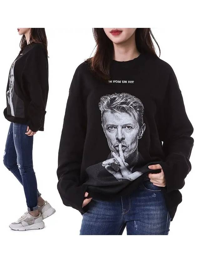 BOWIE Black and White Print Women's Sweatshirt NUS19298 009 - IH NOM UH NIT - BALAAN 1