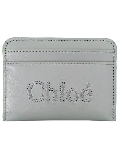 Sense Embroidered Logo Calfskin Card Wallet Bay Green - CHLOE - BALAAN 2