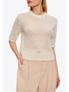 Embroidered Logo Knit Top Ivory - GANNI - BALAAN 4