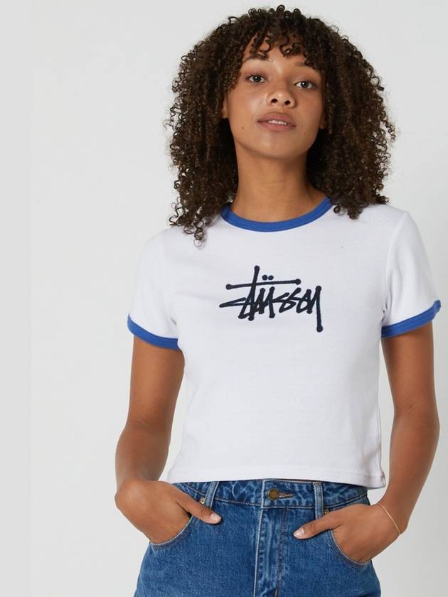 AU Australia OUTLINES LINGER Slim Fit Crop T Shirt ST1235012 White WOMENS - STUSSY - BALAAN 1