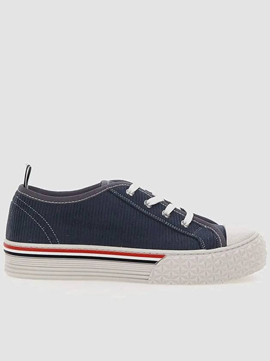 Cotton Lace-Up Low Top Sneakers Navy - THOM BROWNE - BALAAN 2