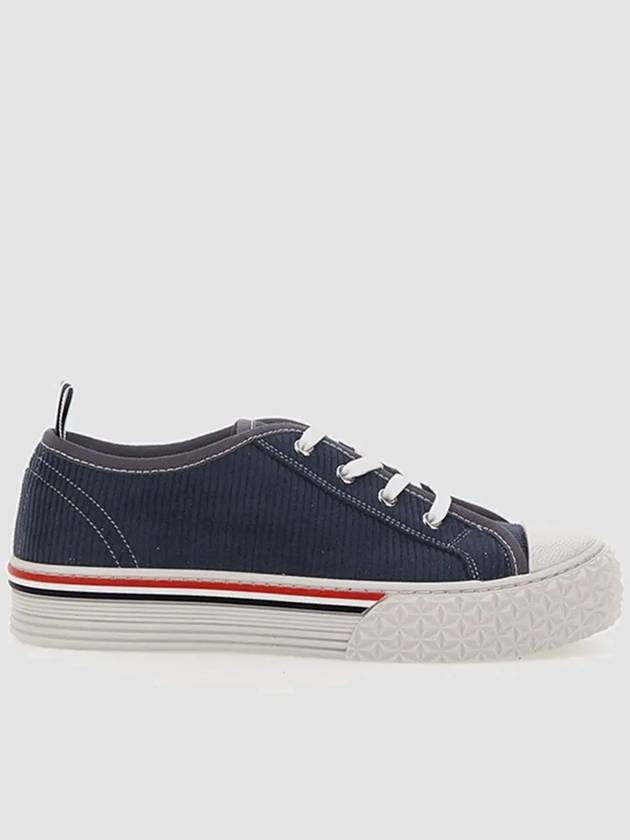 Cotton Lace-Up Low Top Sneakers Navy - THOM BROWNE - BALAAN 3