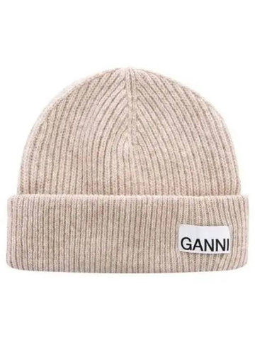 Wool knit sand beanie 270575 - GANNI - BALAAN 1